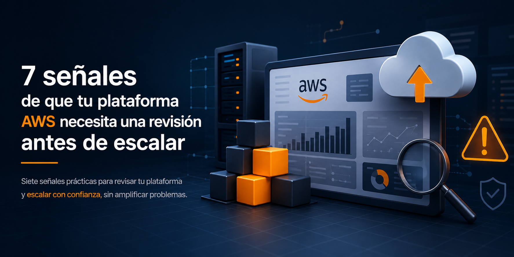 Ilustración sobre siete señales de que una plataforma AWS necesita una revisión antes de escalar